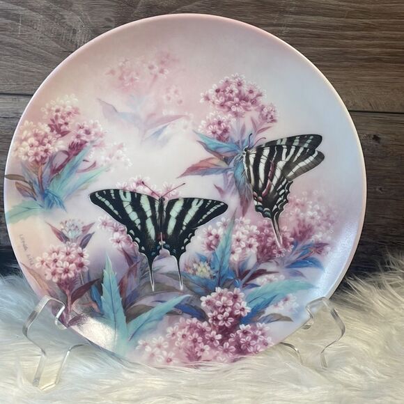 1989 W.S. George Plate”On Gossamer Wings" Series,Plate# 9281B Zebra Swallowtails - Picture 1 of 4